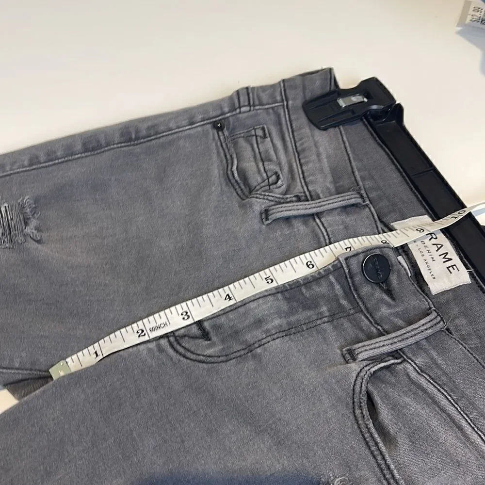 FRAME Denim Le Skinny de Jeanne Grey Shred - Picture 10 of 13